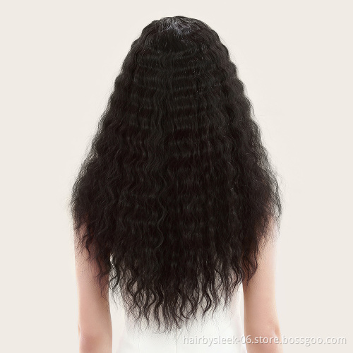 Soft long synthetic hair wigs honey color high temperature fiber curly weave machine made wigs wholesale wigs for women